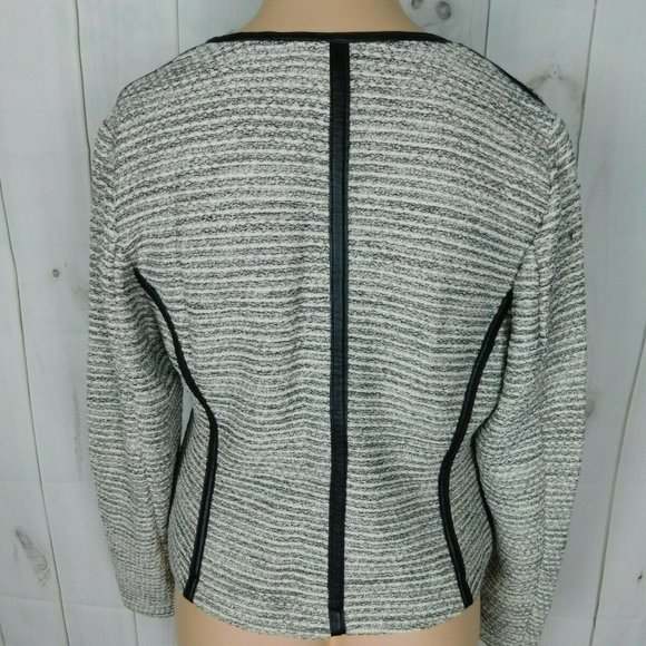NWT - Lane Bryant Black White Silver Knit Boucle Asymmetric Zip Moto Jacket - 14 - Picture 6 of 7